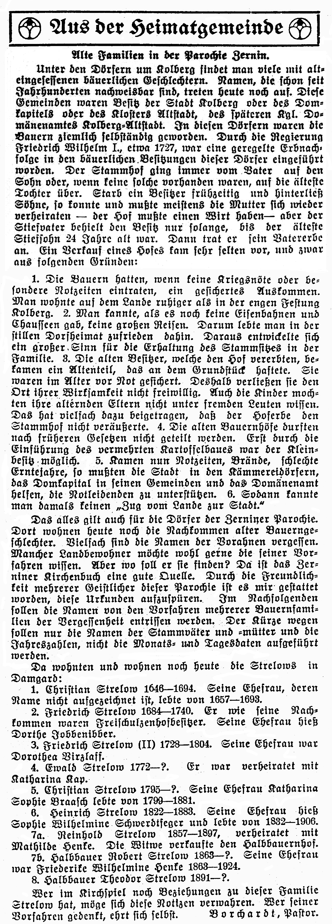 Quelle: Gemeindeblatt Zernin, Ausgabe 4/1930